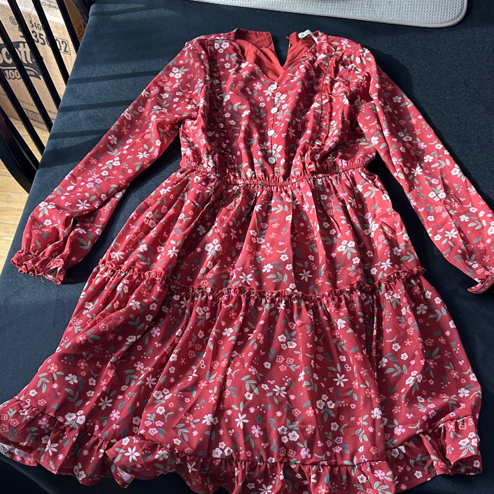 Grace Karin Red Floral Kids Dress